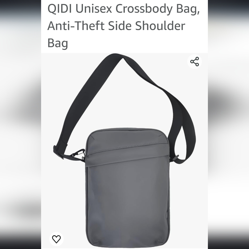 NWOT,QIDI Unsex Crossbody RFID  Anti Theft Shoulder Bag, Large.